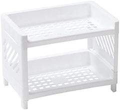 RSLEE Bookcase Double-Layer Plastic Bookshelf Small Bedroom Bookshelf Storage Rack Simple Floor-to-Ceiling Bookshelf for Home Decorate Bookshelf with Storage