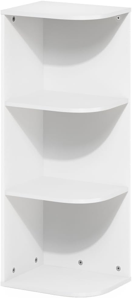 Pasir 3-Tier Corner Open Shelf Bookcase White