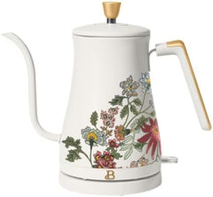 Beautiful Electric Gooseneck Kettle, Stainless Steel, 1L, 1200W, Auto Shut-Off, Pour-Over Coffee and Tea (Wildflower White Icing)