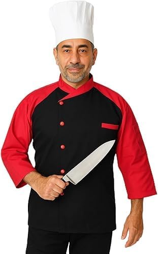 Premium Men’s Executive Chef Coat – Double Breasted Cotton Blend – Long Sleeve Professional Kitchen Jacket