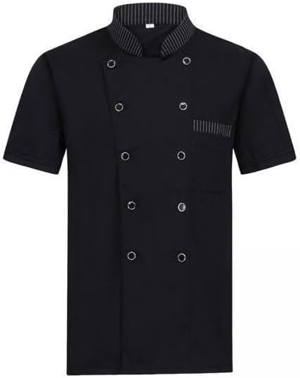 2x Unisex Chef Jacket, Short Sleeve Catering Cooking Men Women, Uniform,