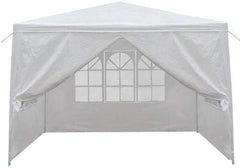 JungleA 10'x10' Outdoor Wedding Party Tent Camping Shelter Gazebo Canopy,Easy Set Gazebo Canopy for BBQ Party Events w/Removable Sidewalls（White）