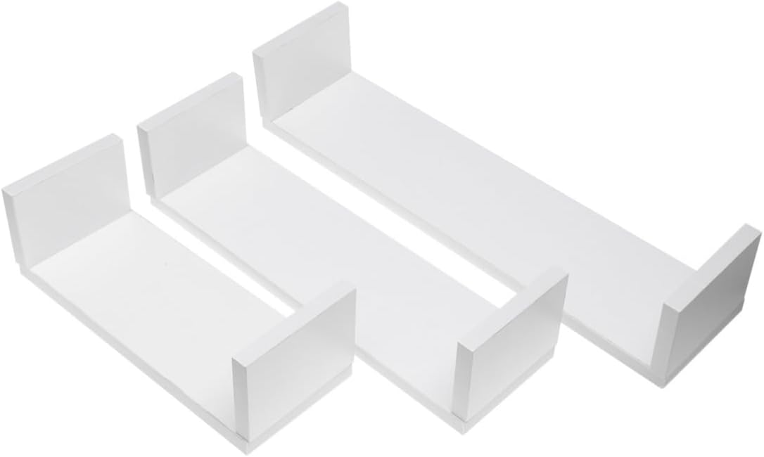 PRETYZOOM 1set Wall-Mounted Bookshelves Easy Installation Warm White Color for Living Room and Bedroom Decor Space-Saving Bookcase and Wall Partition Shelf