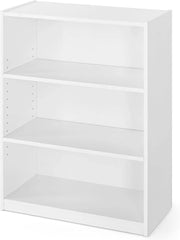 White Modern Book Shelves 31-Inch Three-Level Adjustable Closed Design Book Shelf for Office Living Room Family Room Study Bookcases