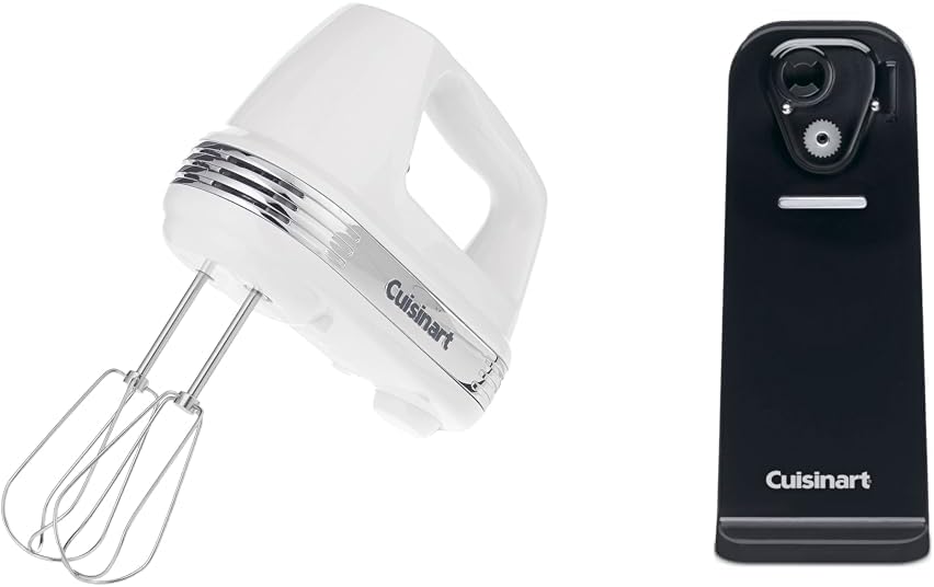 Cuisinart HM-50 Power Advantage 5-Speed Hand Mixer, White & CCO-50BKN Deluxe Electric Can Opener, Black
