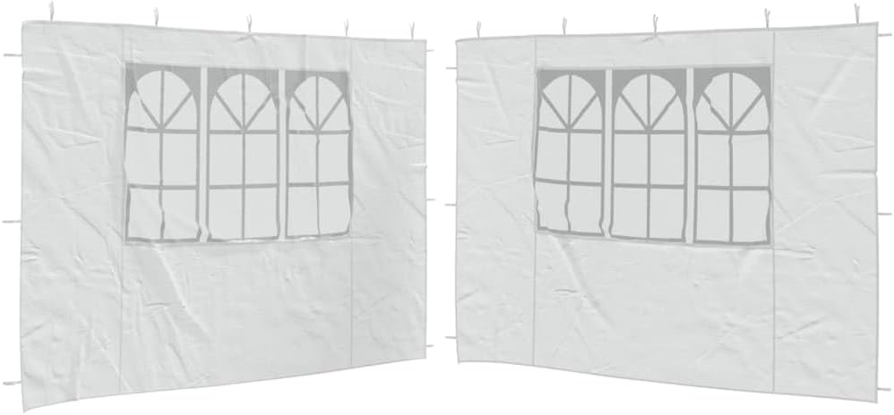 Canopies & Gazebos Party Tent Sidewall 2 pcs with Window PE White,This set includes two side panels, providing ample coverage for your party tent. Please note: For enhanced protection against heavy do