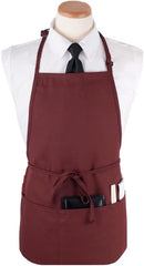 JRC Ritz CL3PBIABGFP Chef's Line Bib Apron 26" x 23" Long with 3 Front Pockets, Burgundy (Case of 12)