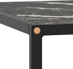 Practical Coffee Table Black with Black Glass 15.7"x15.7"x19.7" Side Table End Table Couch Table for Living Room Home, Office -AA
