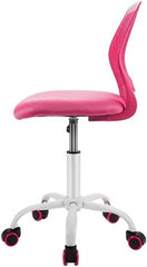 Pemberly Row Sponge Adjustable Mid Back Swivel Armless Office Chair in Pink
