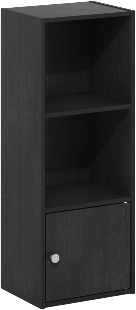 Luder 3-Tier Shelf Bookcase with 1 Door Storage Cabinet Blackwood