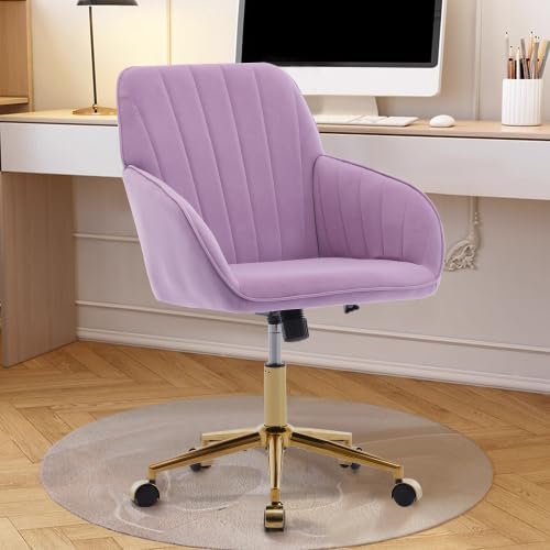 Modern Grey Cotton Linen Office Chair with Wheels Swivel Adjustable Task Chair Executive Accent Chair for Home Office Make-up Studying