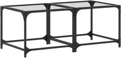 Modern Coffee Table with Glass Top and Stainless Steel Frame, Compact Design for Small Spaces, Stain-Resistant Surface, Polished Finish for Living Room Decor