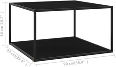 Coffee Table Black Tempered Glass - Modern, Durable Center Table for Living Room, Small Square Coffee Tables Set for Home Spaces
