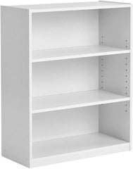 White Modern Book Shelves 31-Inch Three-Level Adjustable Closed Design Book Shelf for Office Living Room Family Room Study Bookcases