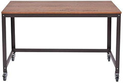 COSTWAY Computer, Wood Portable Compact Simple Style Study Writing Desk Workstation 4 Smooth Wheels, Home Office Collection Work Table, Brown