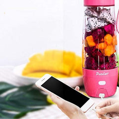 Cup Smoothie Maker, Mini USB Rechargeable Juicer Blender with 4 Stainless Steel Sharp Blades,430ML Personal Smoothie Maker. Portable, B