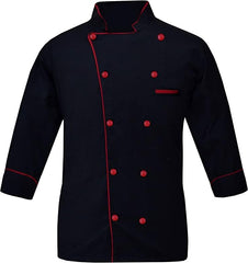 Men's Chef Coat Full Sleeve Jacket Multicolored Piping Exclusive Chef Jacket Size (XS-6XL)