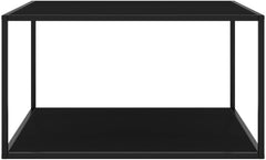 Coffee Table Black Tempered Glass - Modern, Durable Center Table for Living Room, Small Square Coffee Tables Set for Home Spaces