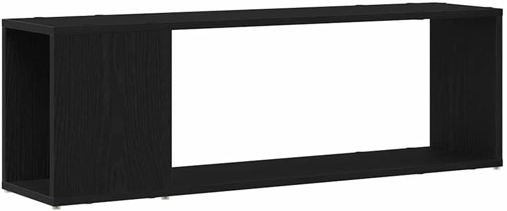vidaXL Minimalist Black Oak TV Stand with Floating Shelf for 39.4 in TVs Engineered Wood Matte Finish Ample Storage Living Room Decor & Media Accessories Entertainment Center Furniture Wall Mounted