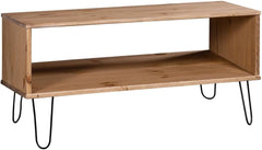 Scandinavian Style Solid Pine Wood Coffee Table with Built-in Storage Shelf, Minimalist Design for Living Room or Office Use, Durable and Functional Furniture Piece