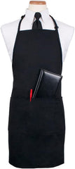 JRC Ritz CL3PBIAELBK Chef's Line Bib Apron 26" x 31" Long with 3 Front Pockets, Black (Case of 12)