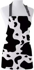 Black and White Graffiti Cow Spot Printed Kitchen Aprons Cleaning Tool Female Cooking Baking Bib