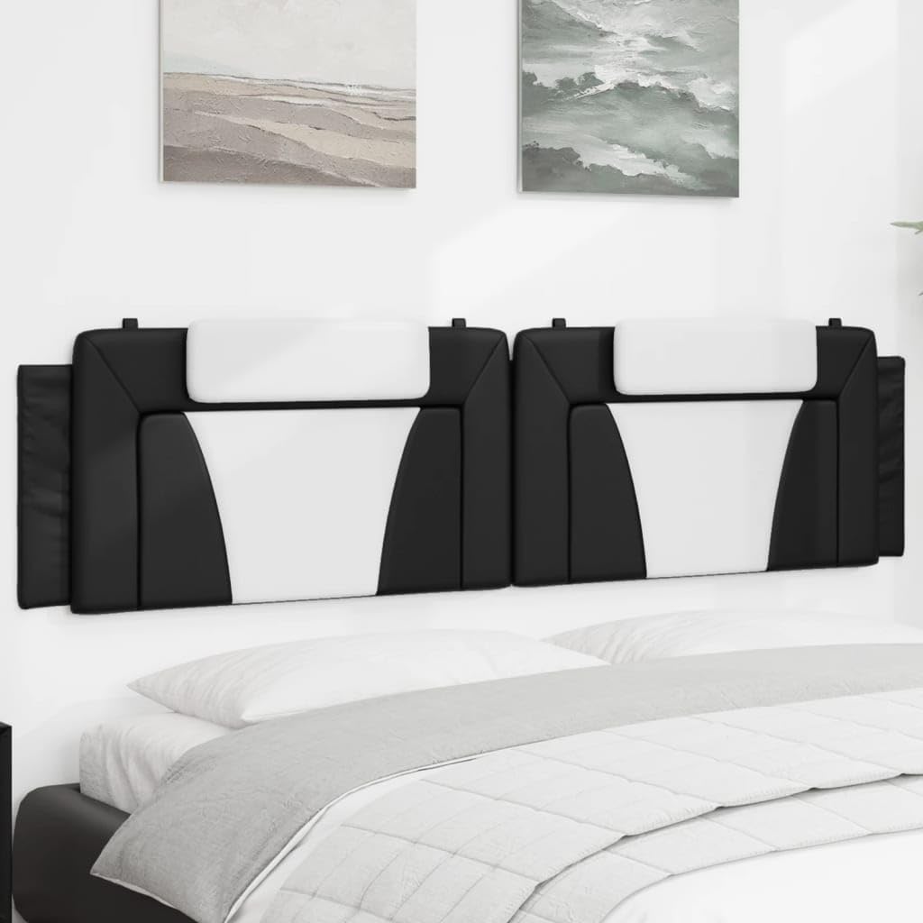 Headboard Cushion Black and White Bed Footboards Upholstered Footboards Stylish Headboard and Footboard for Bedroom 76" Faux Leather