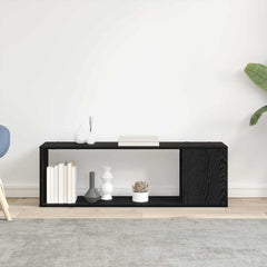 vidaXL Minimalist Black Oak TV Stand with Floating Shelf for 39.4 in TVs Engineered Wood Matte Finish Ample Storage Living Room Decor & Media Accessories Entertainment Center Furniture Wall Mounted