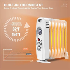 ARLIME Oil Filled Radiator Heater, 700W Small Space Heating Machine with Thermostat, Overheat Protection, Portable Oil Heater for Indoor Use, Bedroom, Office, Home