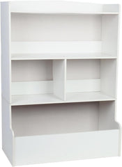 Open Shelf Bookcase Kids Bookshelf 4-Tier Storage Bookcase Large Wooden Open Book Shelf Book Cabinet Floor Standing Organizer and Storage Cabinet for Playing Room White