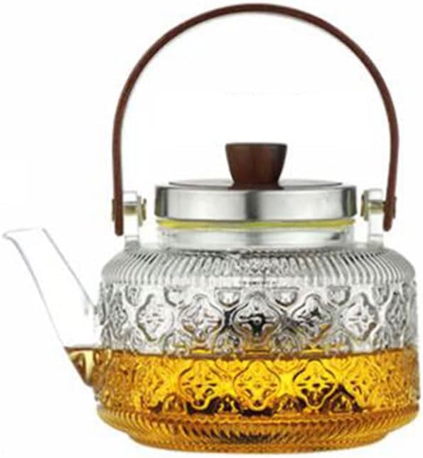 Classic Portable Glass Large Capacity Home Tea Maker with Cover Electric Ceramic Stove for Tea Kettle Easy to use (Transparent 1000ml/35.2oz)