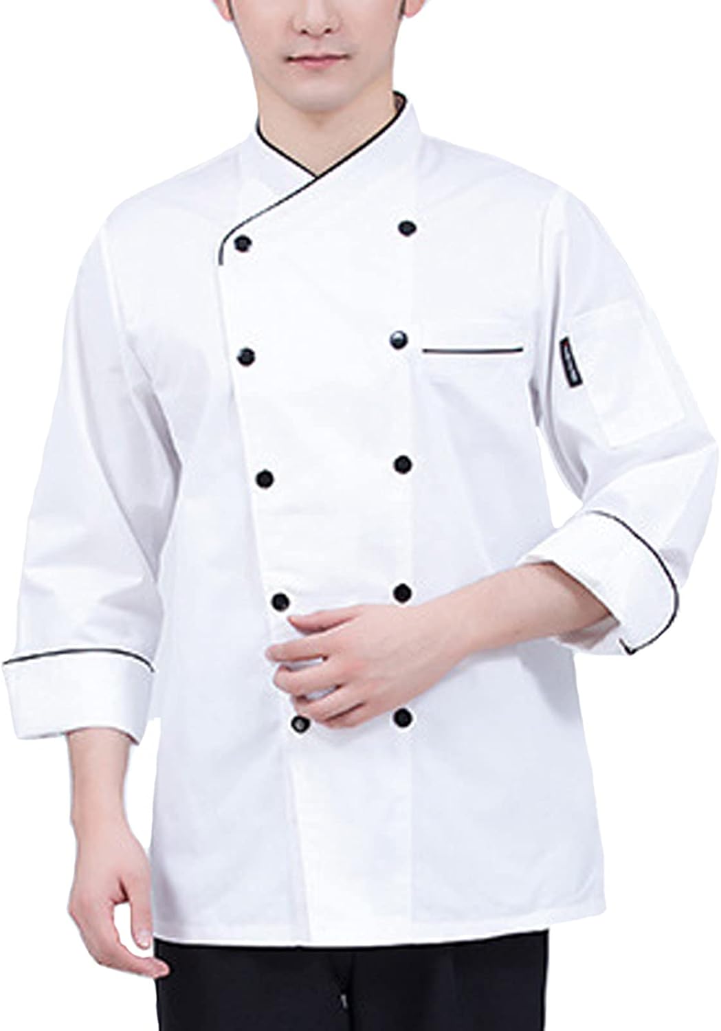 Chef Coat, Unisex Chef Coat Men's Long Sleeve Chef Jacket Restaurant Kitchen Cooking Chef Uniform Lightweight Button