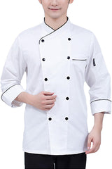 Chef Coat, Unisex Chef Coat Men's Long Sleeve Chef Jacket Restaurant Kitchen Cooking Chef Uniform Lightweight Button