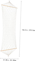 Beige Solid Wood Bar Hammock Bed Swing for Outdoor Camping Easy Setup Firm Single Cotton Rope Hammock for Adults