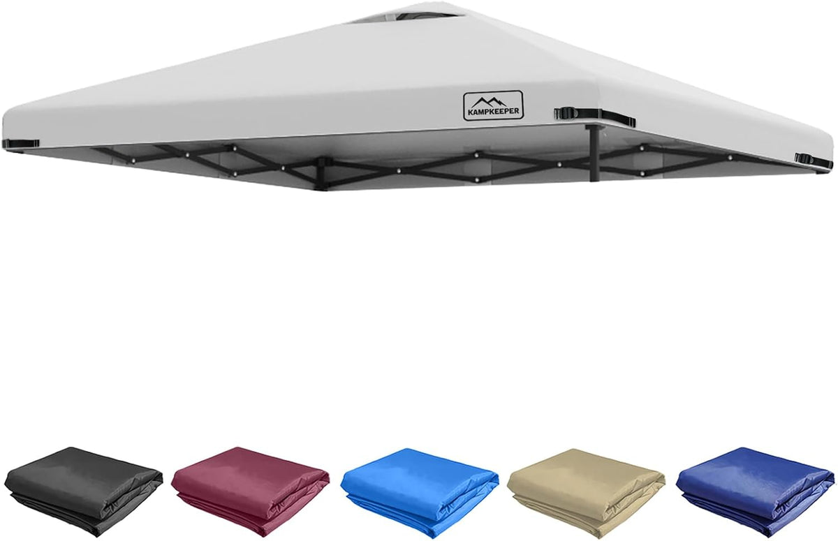 KAMPKEEPER Replacement Top Pop Up Canopy Tent Cover Roof with Air Vent and Adjustable Elastic Strap, Polyester UV Waterproof for Outdoor Garden Patio Sun Shade(Top Only) (Navy Blue, 10x10FT)