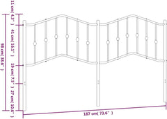 Headboard White Powder-Coated Steel 70.9 in Durable Headboard373874