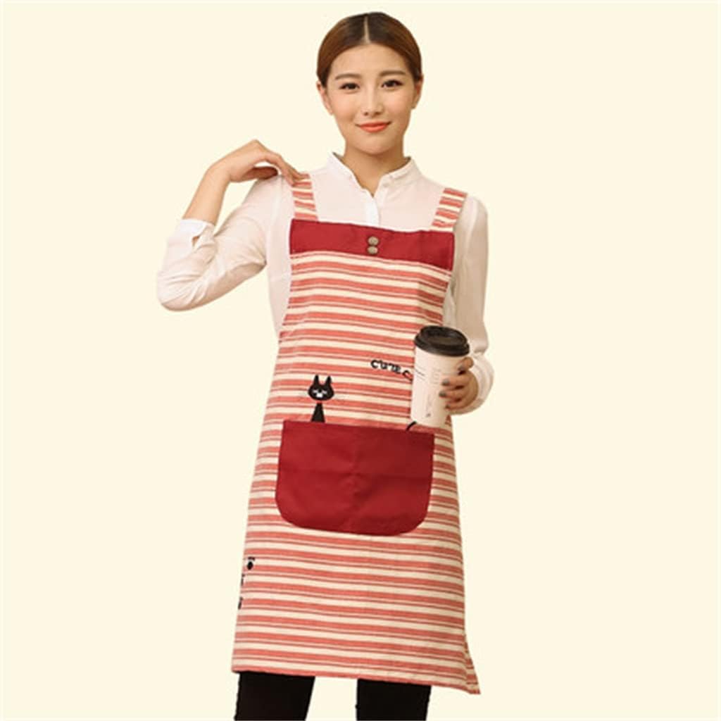 Striped Apron Print Cute Fashion Ladies Apron Household Waist bib Men's Kitchen Work Clothes (Color: B, Size: One Size) (A Free Size)