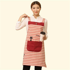 Striped Apron Print Cute Fashion Ladies Apron Household Waist bib Men's Kitchen Work Clothes (Color: B, Size: One Size) (A Free Size)