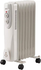 Portable Oil Filled Radiator Space Heater, 1500W, 7-Fin, 3 Heat Settings, White