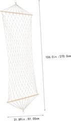 SUPVOX Outdoor Camping Hammock with Solid Wood Rod and Wear Resistant Cotton Rope Dirt Resistant Single Person Swing for Indoor and Outdoor Use Beige Safe Hanging Bed for Adults