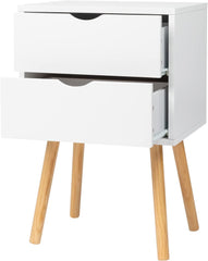Nightstand, End Table, Side Table with 2 Drawers, Wood Accent Table with Storage for Bedroom