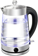 Electric Glass Kettle 2L with Stainless Steel Filter, 1000W, Auto Shutoff, Boil-Dry Protection, Perfect Pour Spout for Coffee, Tea & Beverages