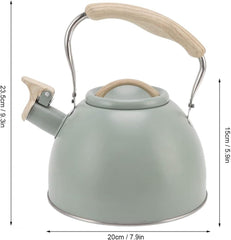 Whistling Tea Kettle, Flat Bottom Stainless Steel Loud Whistle Kettle Stovetop Teapot with Cool Ergonomic Handle for Electric Gas Induction Radiation Stove, Teapots