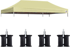 Eurmax USA Pop Up Canopy Replacement Canopy Tent Top Cover, Instant Canopy Top Cover ONLY,Bonus 4PC Pack Weight Bag (5x5, Black)