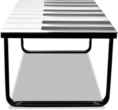 Fast delivery-Contemporary Coffee Table-Modern Cocktail Table, Sofa Table for Living Room and Office,Coffee with Piano Printing Glass Top