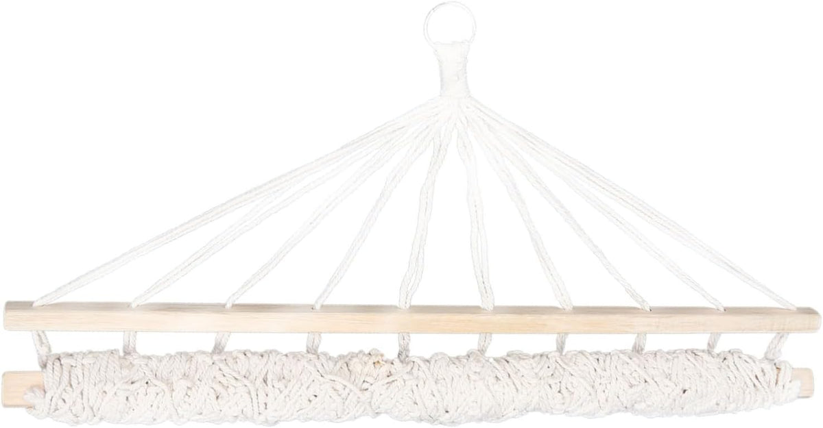 SUPVOX Outdoor Camping Hammock with Solid Wood Rod and Wear Resistant Cotton Rope Dirt Resistant Single Person Swing for Indoor and Outdoor Use Beige Safe Hanging Bed for Adults