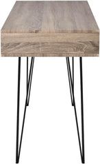 Modern Computer Desk with 2 Storage Compartments, Gray Home Office Desk with Spacious Work Surface, Durable MDF Top and Metal Legs for Study Room Workspace