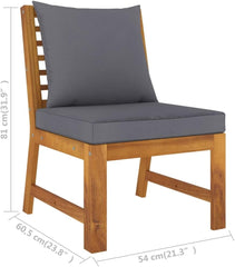 Middle Sofa Dark Grey Solid Acacia Wood Medium Durable