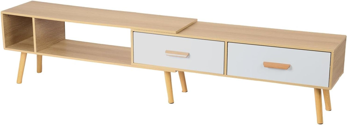 cdar 78” TV Stand, Retractable TV Cabinet, Entertainment Center Television Stand, TV Table, Media Console for Living Room Light Brown