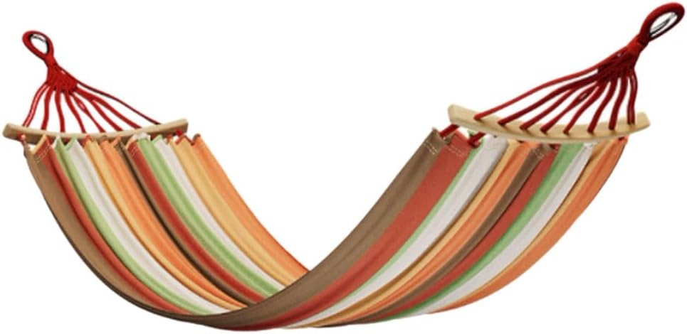 Canvas Hammock with Wooden Sticks for Outdoor Camping and Playing Portable Multi-Purpose Tree Hanging Good Hammock(CH)